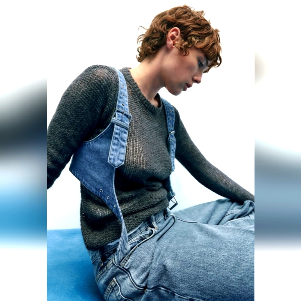 NWT zara buckled denim top - Picture 3 of 13